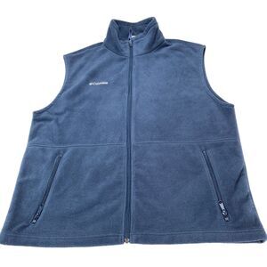 Columbia Vest Men's Tall XL Fleece Polyester Sleeveless Logo Full Zipper